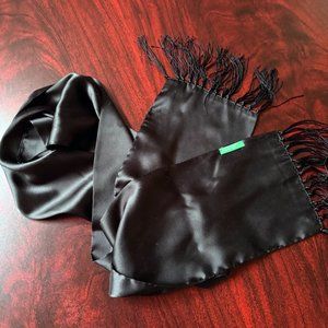 United Colors of Benetton Black Silky Fringe Scarf Shawl